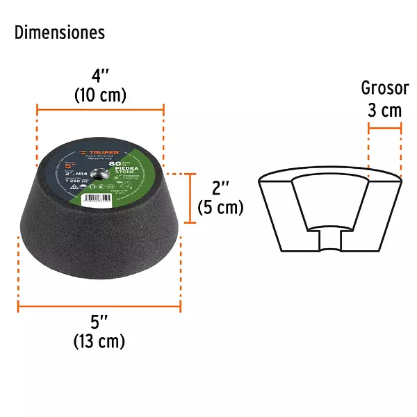 Piedra De Copa 5" Gno 80 Truper