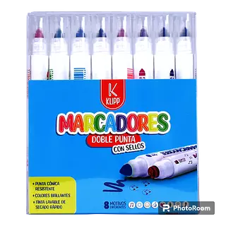 Marcador Klipp Doblepunta Con Sello*8