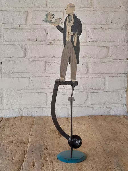 Mesero Móvil Metálico Con Péndulo - Indonesia 1990