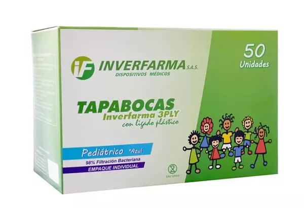 Tapabocas Pediatrico Azul