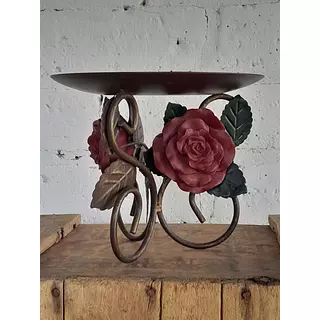 Soporte Para Vela Decorado Con Rosas En Resina