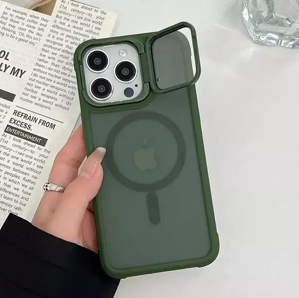 Case Magsafe Mate Borde Verde Protec. Camara Iphone14