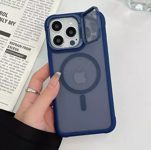 Case Magsafe Mate Borde Azul Protec. Camara Iphone15pro+