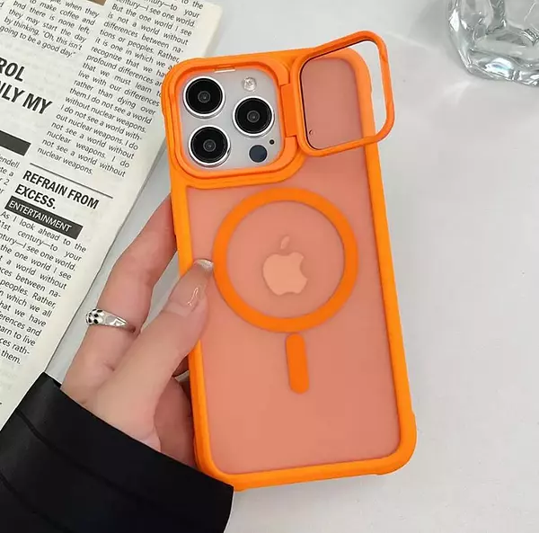 Case Magsafe Mate Borde Naranja Protec. Camara Iphone15pro+