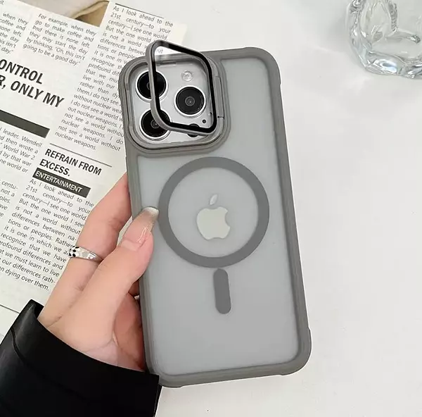 Case Magsafe Mate Borde Gris Protec. Camara Iphone15