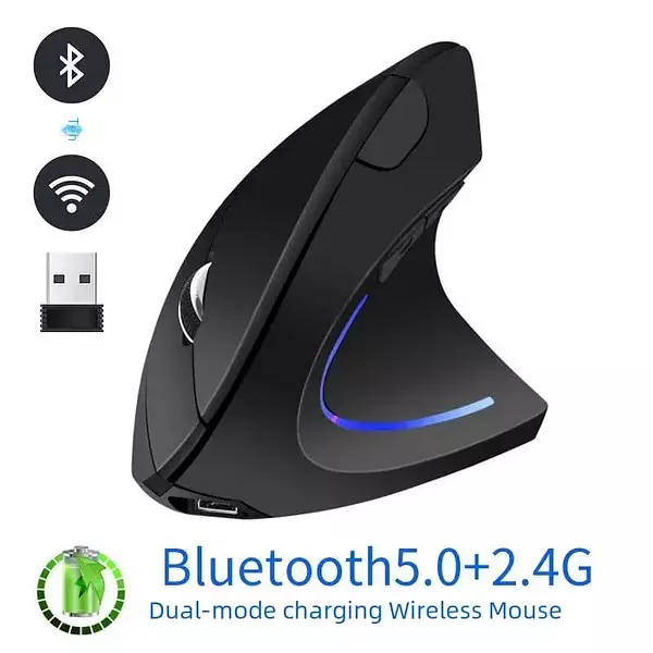 Mouse Vertical Ergonomico Inalamb Recargable Bluetooth +2.4g