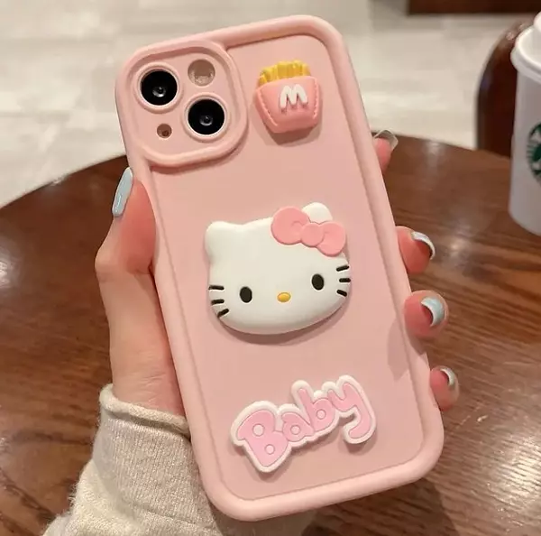 Case Rosado Hello Kitty Apliques Protc. Cámaras Iphone11