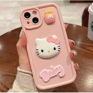 Case Rosado Hello Kitty Apliques Protc. Cámaras Iphone12pro
