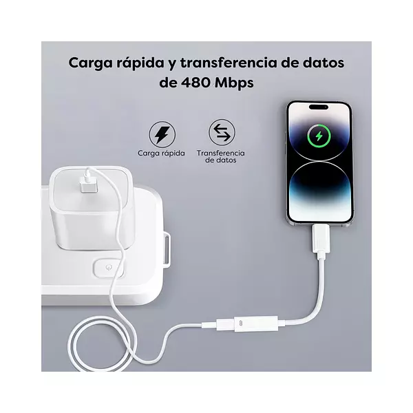 Adaptador Lightning Usb C Usb C Macho Lightning Hembra 60w P