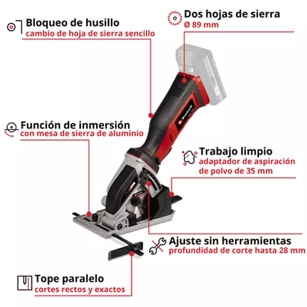 Mini Sierra Circular Inalámbrica: Te-Cs 18/89 Li - Solo