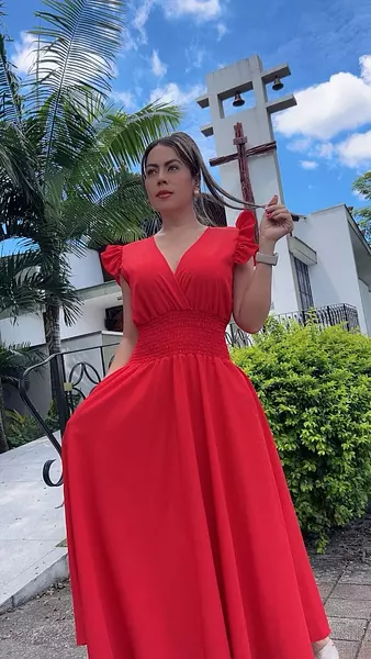 Vestido Rojo Mangas Bolero