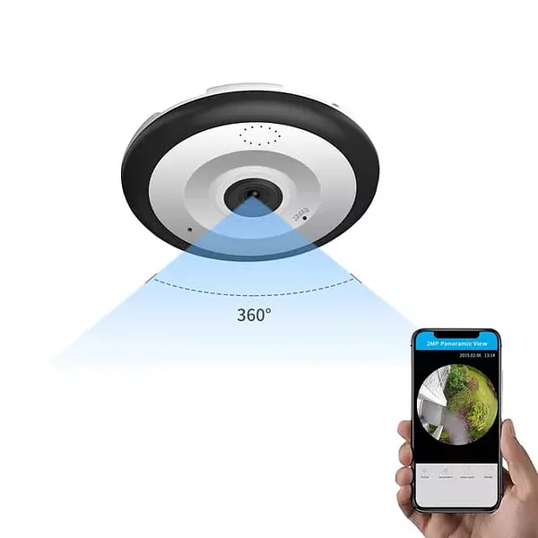 Cámara De Seguridad Ojo De Pez 9cm 360 App V380pro 1080p