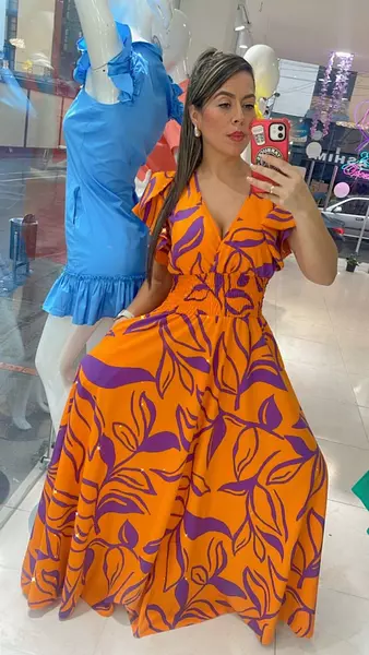 Vestido Naranja-Morado