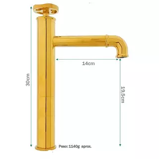 Llave Lavamanos Monocontrol Alto Dorado
