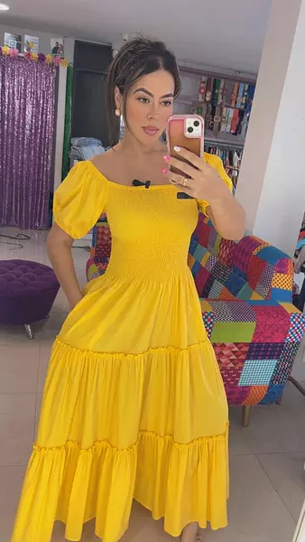 Vestido Encauchado Amarillo