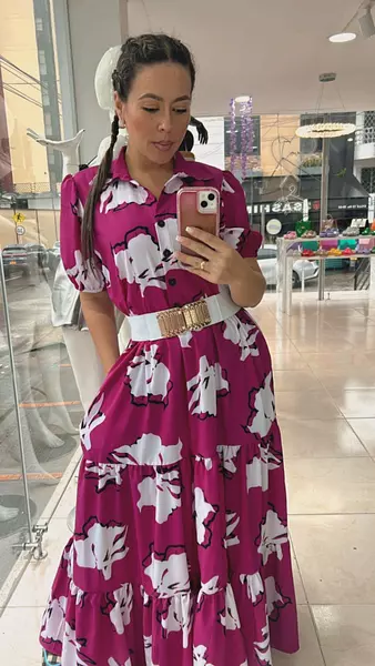 Vestido Estampado Fucsia