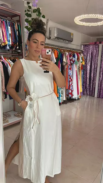 Vestido Blanco-Beige