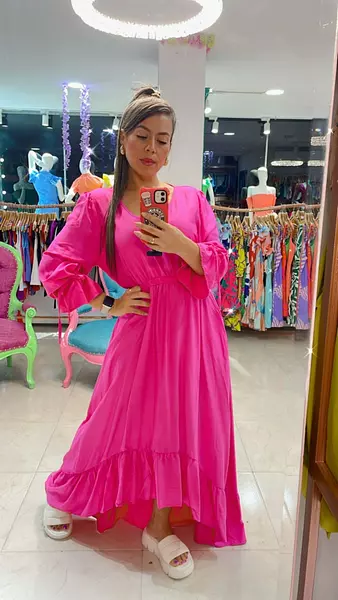 Vestido Fucsia Manga