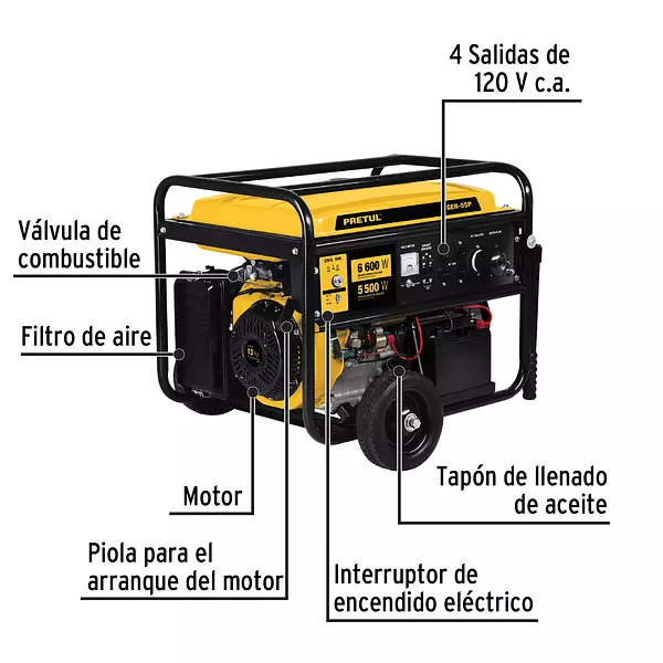 Generador Portátil 6.6 Kw Motor A Gasolina, Pretul