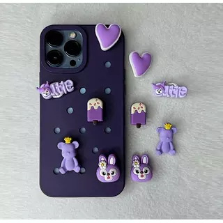Case Apliques Morado Iphone13pro+
