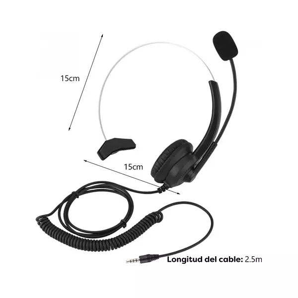 Auriculares Mono De Tráfico Tipo Callcenter 3.5 Mm