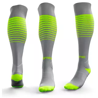 Media Deportiva Gris Con Franja Neón