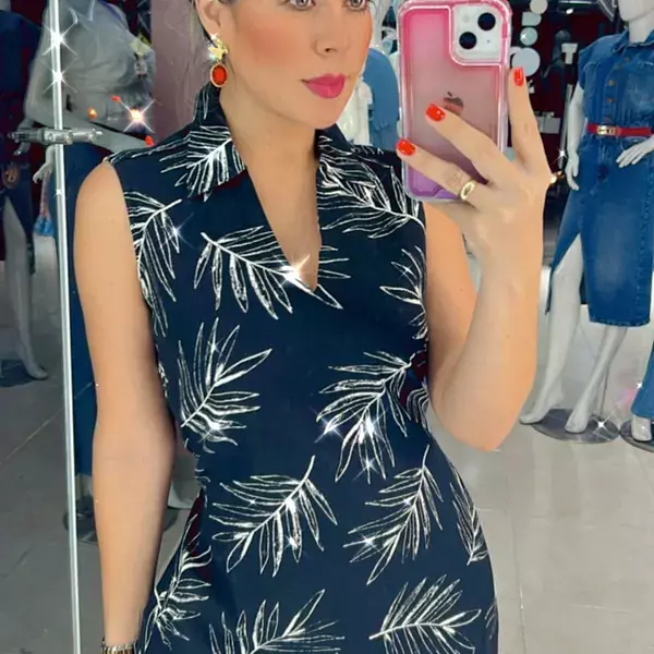 Vestido Negro Estampado