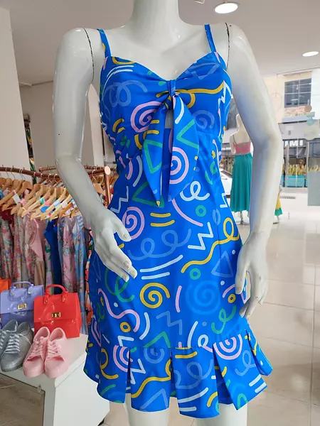 Vestido Estampado Azul Rey