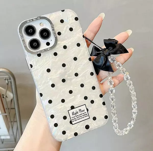 Case Nácar Puntos Negros Con Strap Iphone11pro+