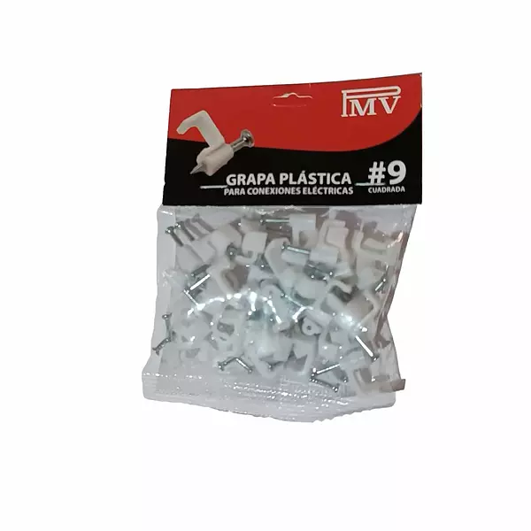 Grapa Plastica Paraconexiones Electr Pmv #9 Cuadrada X50uds