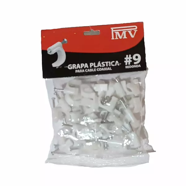 Grapa Plastica Para Cable Coaxial Pmv #9 Redonda X50uds