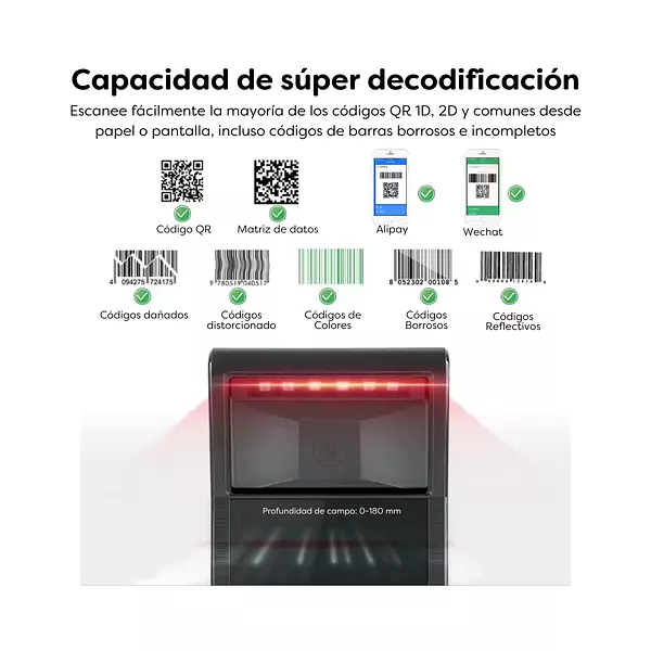 Escáner De Código De Barras Omnidireccional 2d Qr Gx-8300