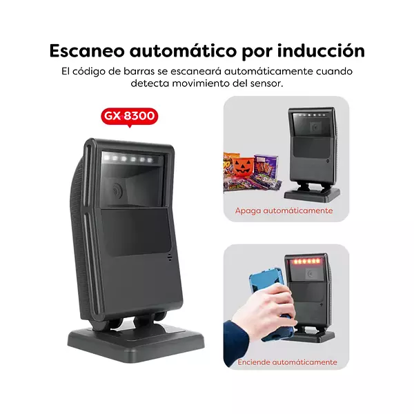 Escáner De Código De Barras Omnidireccional 2d Qr Gx-8300