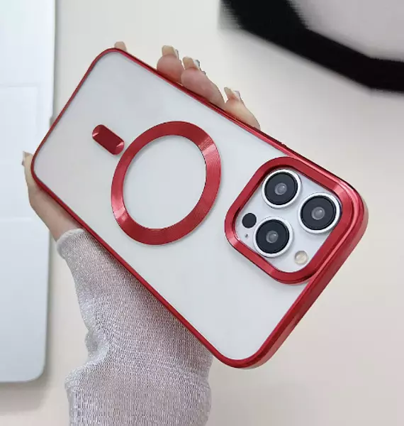 Case Magsafe Borde Rojo Iphone15pro+