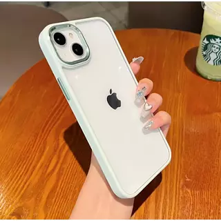 Case Transparente Borde Verde Iphone13pro+