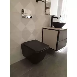 Sanitario Suspendido Mas Tanque Negro Cuadrado