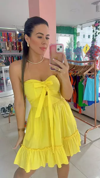 Vestido Strapless Amarillo