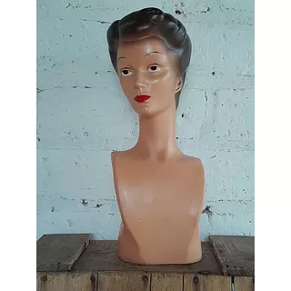 Cabeza De Maniquí Antiguo Exhibidor De Joyas 1950