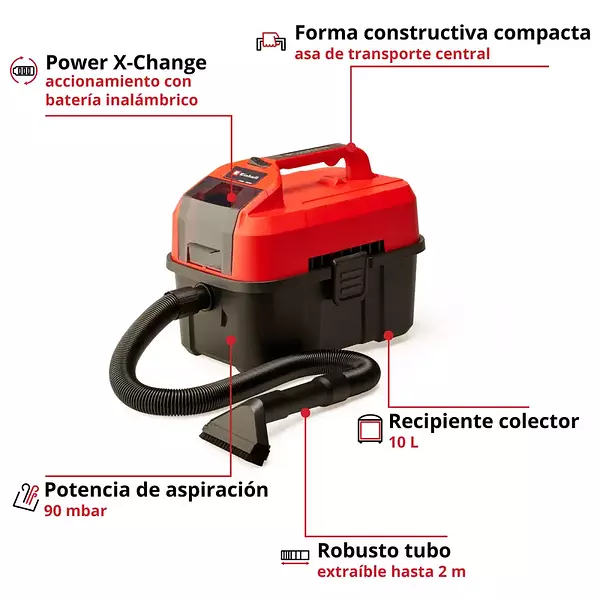 Aspiradora (Polvo/Agua) Inalámbrica 10l