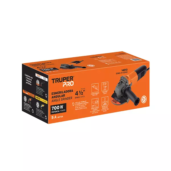 Pulidora Angular 4-1/2", 700w, Truper Pro