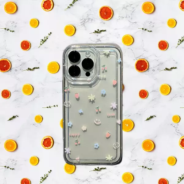 Funda Transparente Iphone Con Diseño Floral Y Frutas