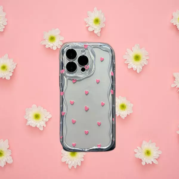 Case Transparente Iphone Con Corazones 3d