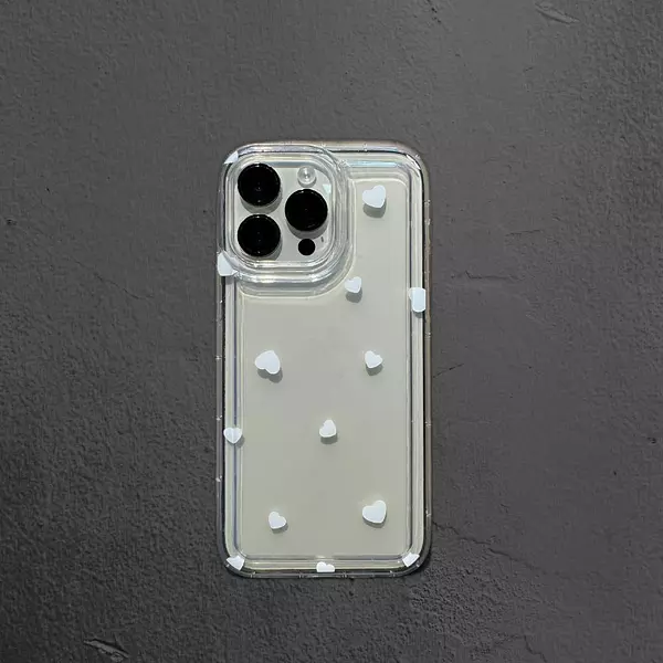 Case Iphone Transparente Con Corazones 3d