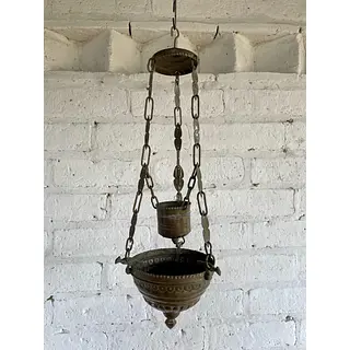 Lámpara Votiva En Bronce Para Altar De Iglesia 1920