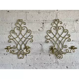 Pareja Candelabros De Pared En Hierro Forjado