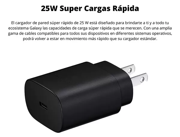 Cargador Samsung Tipo C - Tipo C Carga Rápida 25w