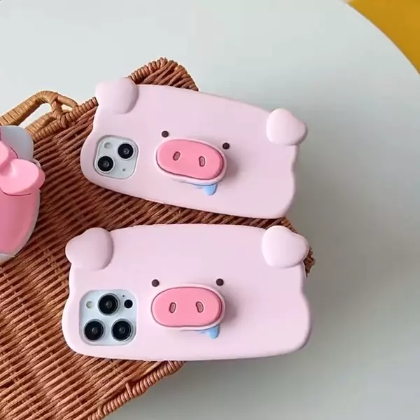 Case Cerdito Con Soporte Para Iphone 14 Plus