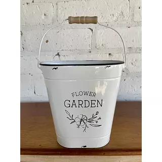 Recipiente Flower Garden Blanco Y Manija