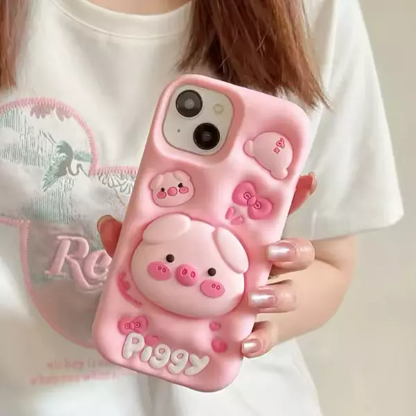 Case Diseño Piggy 3d Con Soporte Iphone 13 Pro+