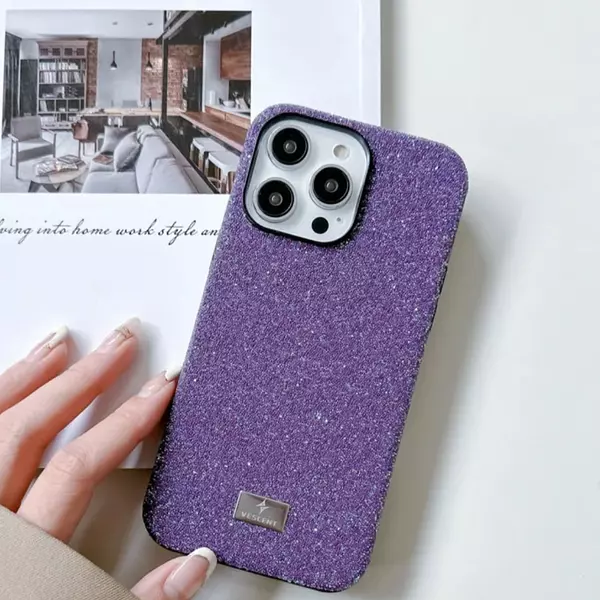 Case Diseño Diamante Morado Borde Negro Iphone 13